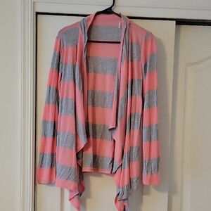 Striped Pink and Gray Women's Sweater